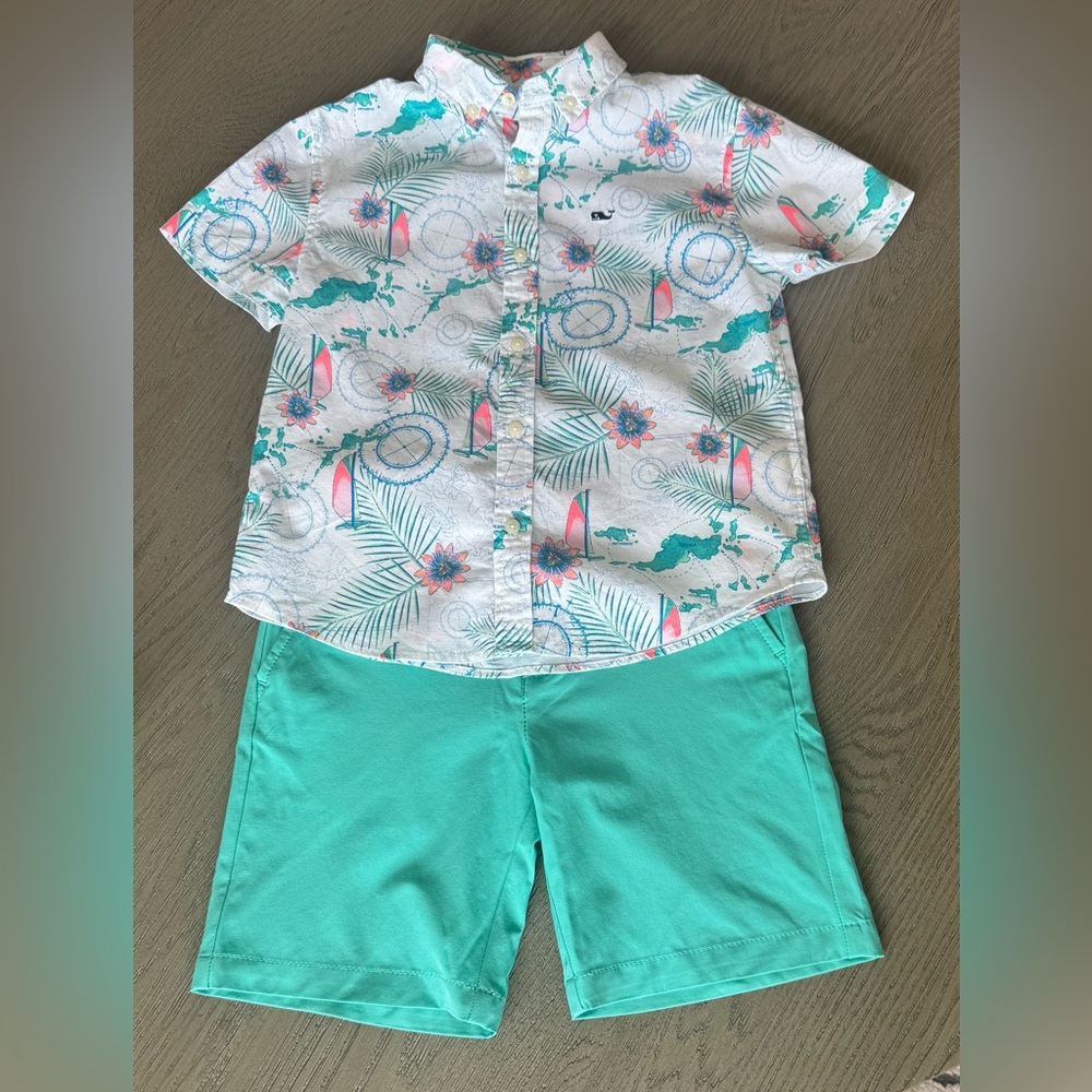 ‼️SOLD‼️ Boys Vineyard Vines Outfit, Shirt And Shorts, Size 7